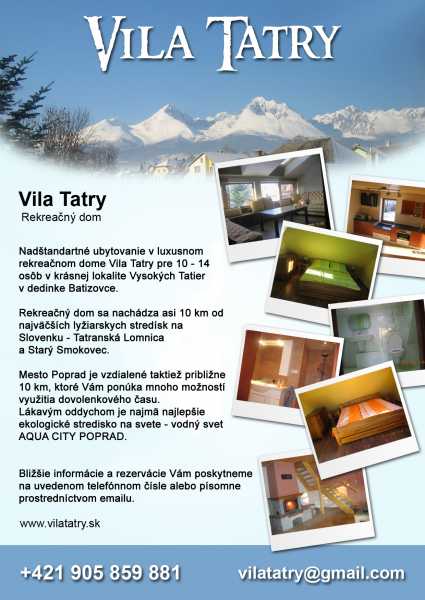 Pronajem rekreacni chaty ve Vysokych Tatrach
